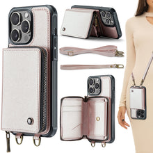 Load image into Gallery viewer, JEEHOOD C22 Series Zipper Wallet Leather Phone Case with Dual Lanyard, For iPhone 17 Pro Max, For iPhone 17 Pro, For iPhone Air, For iPhone 16 Pro Max, For iPhone 16 Pro, For iPhone 16 Plus, For iPhone 16, For iPhone 15 Pro Max