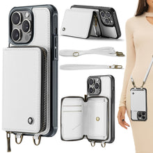 Load image into Gallery viewer, JEEHOOD C22 Series Zipper Wallet Leather Phone Case with Dual Lanyard, For iPhone 17 Pro Max, For iPhone 17 Pro, For iPhone Air, For iPhone 16 Pro Max, For iPhone 16 Pro, For iPhone 16 Plus, For iPhone 16, For iPhone 15 Pro Max