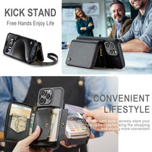 Load image into Gallery viewer, JEEHOOD C22 Series Zipper Wallet Leather Phone Case with Dual Lanyard, For iPhone 15 Pro, For iPhone 15 Plus, For iPhone 15