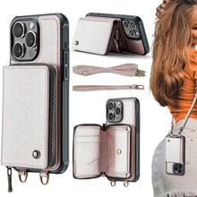 Load image into Gallery viewer, JEEHOOD C22 Series Zipper Wallet Leather Phone Case with Dual Lanyard, For iPhone 17 Pro Max, For iPhone 17 Pro, For iPhone Air, For iPhone 16 Pro Max, For iPhone 16 Pro, For iPhone 16 Plus, For iPhone 16, For iPhone 15 Pro Max