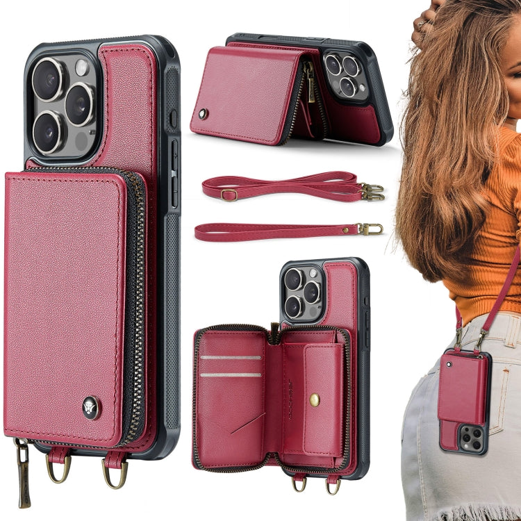 JEEHOOD C22 Series Zipper Wallet Leather Phone Case with Dual Lanyard, For iPhone 17 Pro Max, For iPhone 17 Pro, For iPhone Air, For iPhone 16 Pro Max, For iPhone 16 Pro, For iPhone 16 Plus, For iPhone 16, For iPhone 15 Pro Max