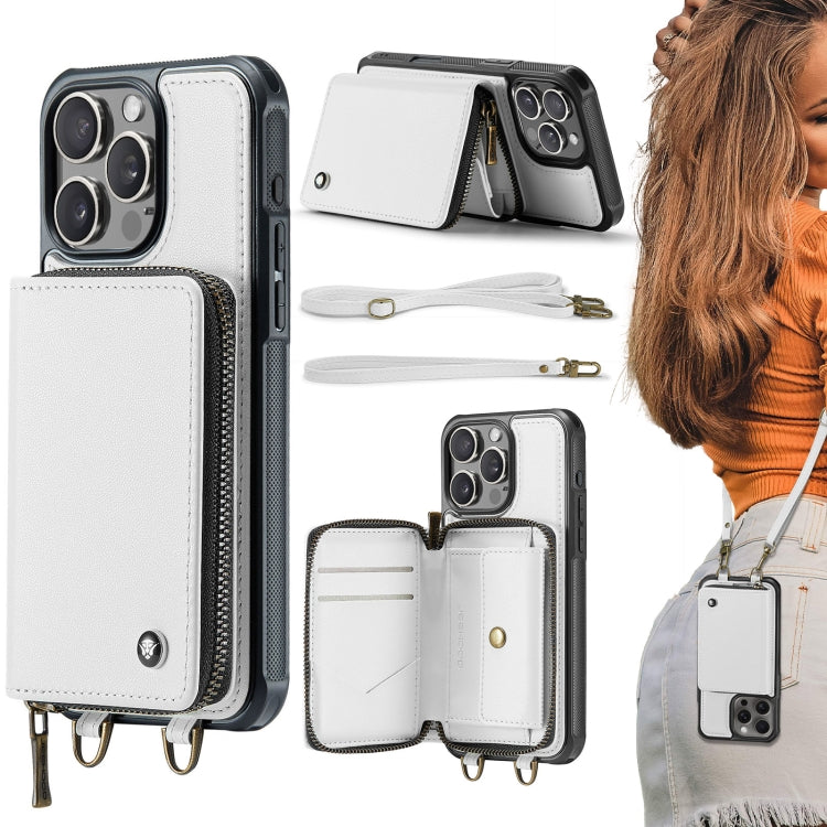 JEEHOOD C22 Series Zipper Wallet Leather Phone Case with Dual Lanyard, For iPhone 17 Pro Max, For iPhone 17 Pro, For iPhone Air, For iPhone 16 Pro Max, For iPhone 16 Pro, For iPhone 16 Plus, For iPhone 16, For iPhone 15 Pro Max