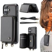 Load image into Gallery viewer, JEEHOOD C22 Series Zipper Wallet Leather Phone Case with Dual Lanyard, For iPhone 17 Pro Max, For iPhone 17 Pro, For iPhone Air, For iPhone 16 Pro Max, For iPhone 16 Pro, For iPhone 16 Plus, For iPhone 16, For iPhone 15 Pro Max