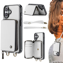 Load image into Gallery viewer, JEEHOOD C22 Series Zipper Wallet Leather Phone Case with Dual Lanyard, For iPhone 17 Pro Max, For iPhone 17 Pro, For iPhone Air, For iPhone 16 Pro Max, For iPhone 16 Pro, For iPhone 16 Plus, For iPhone 16, For iPhone 15 Pro Max