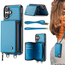 Load image into Gallery viewer, JEEHOOD C22 Series Zipper Wallet Leather Phone Case with Dual Lanyard, For iPhone 17 Pro Max, For iPhone 17 Pro, For iPhone Air, For iPhone 16 Pro Max, For iPhone 16 Pro, For iPhone 16 Plus, For iPhone 16, For iPhone 15 Pro Max