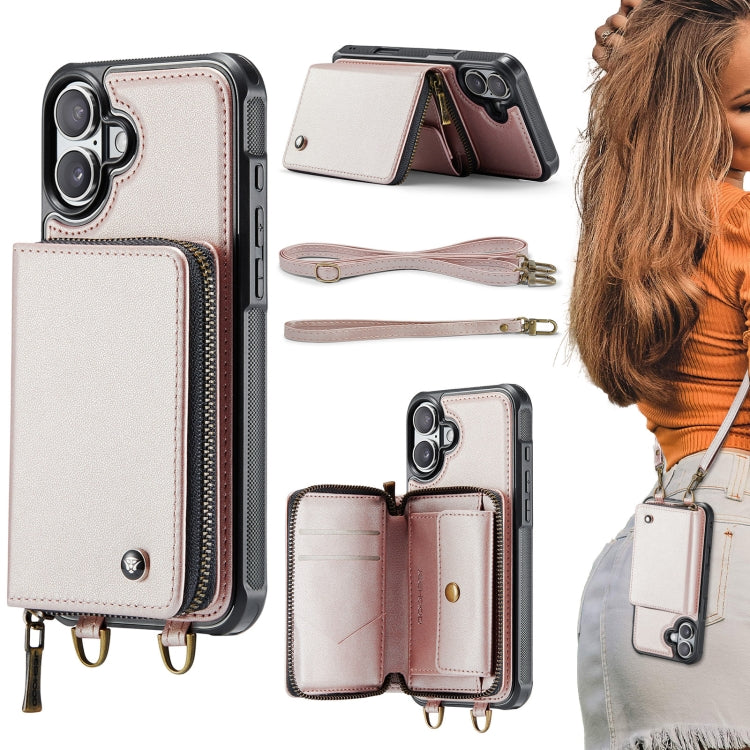 JEEHOOD C22 Series Zipper Wallet Leather Phone Case with Dual Lanyard, For iPhone 17 Pro Max, For iPhone 17 Pro, For iPhone Air, For iPhone 16 Pro Max, For iPhone 16 Pro, For iPhone 16 Plus, For iPhone 16, For iPhone 15 Pro Max