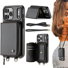 Load image into Gallery viewer, JEEHOOD C22 Series Zipper Wallet Leather Phone Case with Dual Lanyard, For iPhone 17 Pro Max, For iPhone 17 Pro, For iPhone Air, For iPhone 16 Pro Max, For iPhone 16 Pro, For iPhone 16 Plus, For iPhone 16, For iPhone 15 Pro Max