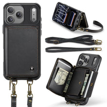 Load image into Gallery viewer, JEEHOOD C22 Series Zipper Wallet Leather Phone Case with Dual Lanyard, For iPhone 17 Pro Max, For iPhone 17 Pro, For iPhone Air, For iPhone 16 Pro Max, For iPhone 16 Pro, For iPhone 16 Plus, For iPhone 16, For iPhone 15 Pro Max