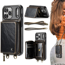 Load image into Gallery viewer, JEEHOOD C22 Series Zipper Wallet Leather Phone Case with Dual Lanyard, For iPhone 17 Pro Max, For iPhone 17 Pro, For iPhone Air, For iPhone 16 Pro Max, For iPhone 16 Pro, For iPhone 16 Plus, For iPhone 16, For iPhone 15 Pro Max