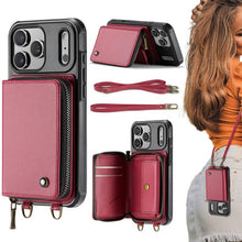 Load image into Gallery viewer, JEEHOOD C22 Series Zipper Wallet Leather Phone Case with Dual Lanyard, For iPhone 17 Pro Max, For iPhone 17 Pro, For iPhone Air, For iPhone 16 Pro Max, For iPhone 16 Pro, For iPhone 16 Plus, For iPhone 16, For iPhone 15 Pro Max