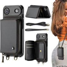 Load image into Gallery viewer, JEEHOOD C22 Series Zipper Wallet Leather Phone Case with Dual Lanyard, For iPhone 17 Pro Max, For iPhone 17 Pro, For iPhone Air, For iPhone 16 Pro Max, For iPhone 16 Pro, For iPhone 16 Plus, For iPhone 16, For iPhone 15 Pro Max