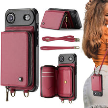 Load image into Gallery viewer, JEEHOOD C22 Series Zipper Wallet Leather Phone Case with Dual Lanyard, For iPhone 17 Pro Max, For iPhone 17 Pro, For iPhone Air, For iPhone 16 Pro Max, For iPhone 16 Pro, For iPhone 16 Plus, For iPhone 16, For iPhone 15 Pro Max