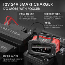 Load image into Gallery viewer, FOXSUR 12V / 24V 20A 300W Portable Motorcycle Car Smart Battery Charger, 20A