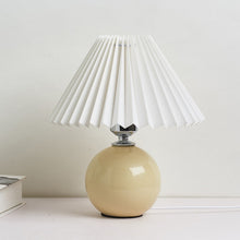 Load image into Gallery viewer, Pleated Lampshade Cozy Bedside Night Light Modern Ceramic Desk Lamp 220V