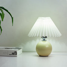 Load image into Gallery viewer, Pleated Lampshade Cozy Bedside Night Light Modern Ceramic Desk Lamp 220V