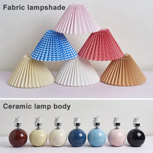 Load image into Gallery viewer, Pleated Lampshade Cozy Bedside Night Light Modern Ceramic Desk Lamp 220V
