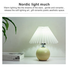 Load image into Gallery viewer, Pleated Lampshade Cozy Bedside Night Light Modern Ceramic Desk Lamp 220V