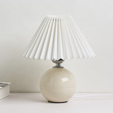 Load image into Gallery viewer, Pleated Lampshade Cozy Bedside Night Light Modern Ceramic Desk Lamp 220V
