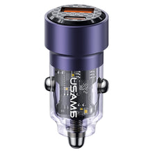 Load image into Gallery viewer, USAMS US-CC208 C39 60W USB + Type-C Dual Port Fast Charging Aluminum Alloy Transparent Car Charger, CC208 C39