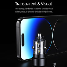 Load image into Gallery viewer, USAMS US-CC208 C39 60W USB + Type-C Dual Port Fast Charging Aluminum Alloy Transparent Car Charger, CC208 C39