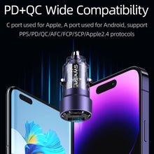 Load image into Gallery viewer, USAMS US-CC208 C39 60W USB + Type-C Dual Port Fast Charging Aluminum Alloy Transparent Car Charger, CC208 C39