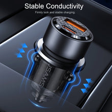 Load image into Gallery viewer, USAMS US-CC208 C39 60W USB + Type-C Dual Port Fast Charging Aluminum Alloy Transparent Car Charger, CC208 C39