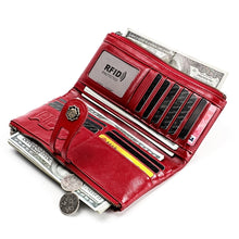Load image into Gallery viewer, 3513 Antimagnetic RFID Multi-function Retro Leather Lady Wallet Large-capacity Purse with Card Holder
