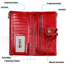 Load image into Gallery viewer, 3513 Antimagnetic RFID Multi-function Retro Leather Lady Wallet Large-capacity Purse with Card Holder