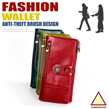 Load image into Gallery viewer, 3513 Antimagnetic RFID Multi-function Retro Leather Lady Wallet Large-capacity Purse with Card Holder
