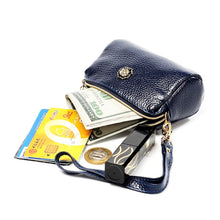 Load image into Gallery viewer, 2033 Lady Portable Zipper Leather Wallet Purse Small Cosmetic Bag with Lanyard
