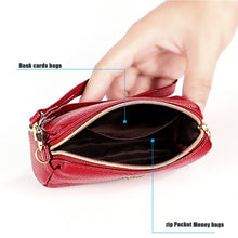 Load image into Gallery viewer, 2033 Lady Portable Zipper Leather Wallet Purse Small Cosmetic Bag with Lanyard