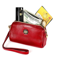 Load image into Gallery viewer, 2033 Lady Portable Zipper Leather Wallet Purse Small Cosmetic Bag with Lanyard