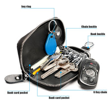 Load image into Gallery viewer, 9108 Large Capacity Zipper Leather Keys Holder Bag Multi-function Wallet