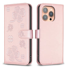 Load image into Gallery viewer, Four-leaf Embossed Leather Phone Case, For iPhone 15 Pro Max, For iPhone 15 Pro, For iPhone 15 Plus, For iPhone 15, For iPhone 14 Plus, For iPhone 14, For iPhone 14 Pro, For iPhone 14 Pro Max