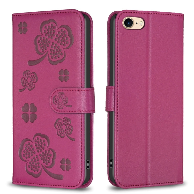 Four-leaf Embossed Leather Phone Case, For iPhone 7 / 8 / SE 2022, For iPhone 13 Pro Max, For iPhone 13 Pro, For iPhone 13, For iPhone 12 / 12 Pro, For iPhone 12 Pro Max, For iPhone 11 Pro Max, For iPhone 11