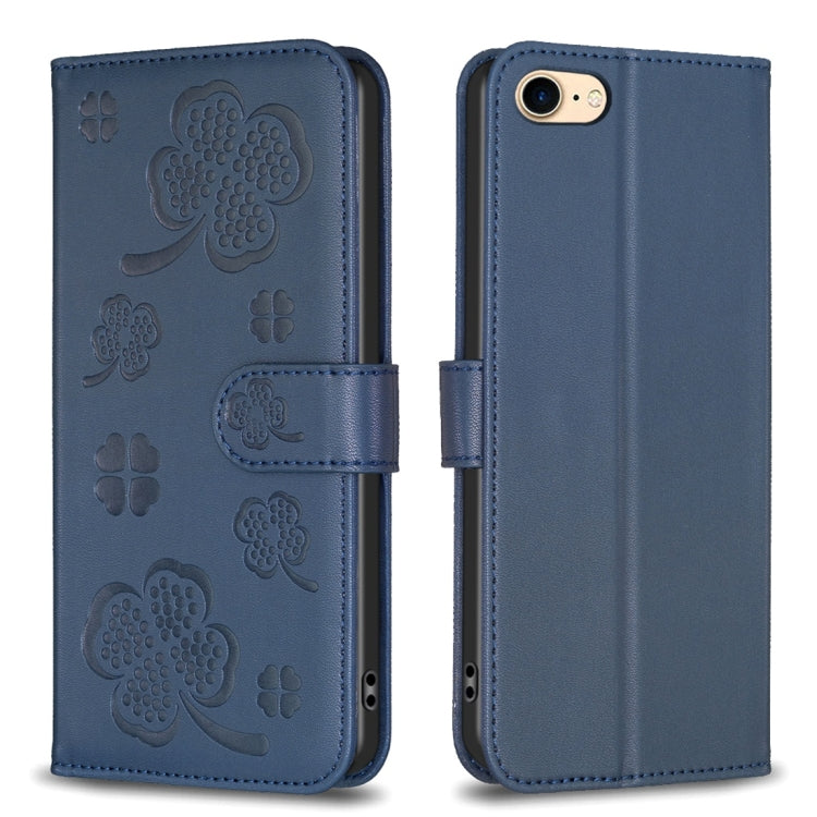 Four-leaf Embossed Leather Phone Case, For iPhone 7 / 8 / SE 2022, For iPhone 13 Pro Max, For iPhone 13 Pro, For iPhone 13, For iPhone 12 / 12 Pro, For iPhone 12 Pro Max, For iPhone 11 Pro Max, For iPhone 11
