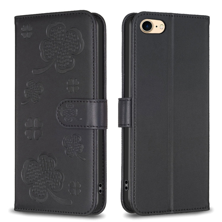 Four-leaf Embossed Leather Phone Case, For iPhone 7 / 8 / SE 2022, For iPhone 13 Pro Max, For iPhone 13 Pro, For iPhone 13, For iPhone 12 / 12 Pro, For iPhone 12 Pro Max, For iPhone 11 Pro Max, For iPhone 11