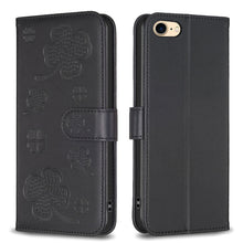Load image into Gallery viewer, Four-leaf Embossed Leather Phone Case, For iPhone 7 / 8 / SE 2022, For iPhone 13 Pro Max, For iPhone 13 Pro, For iPhone 13, For iPhone 12 / 12 Pro, For iPhone 12 Pro Max, For iPhone 11 Pro Max, For iPhone 11