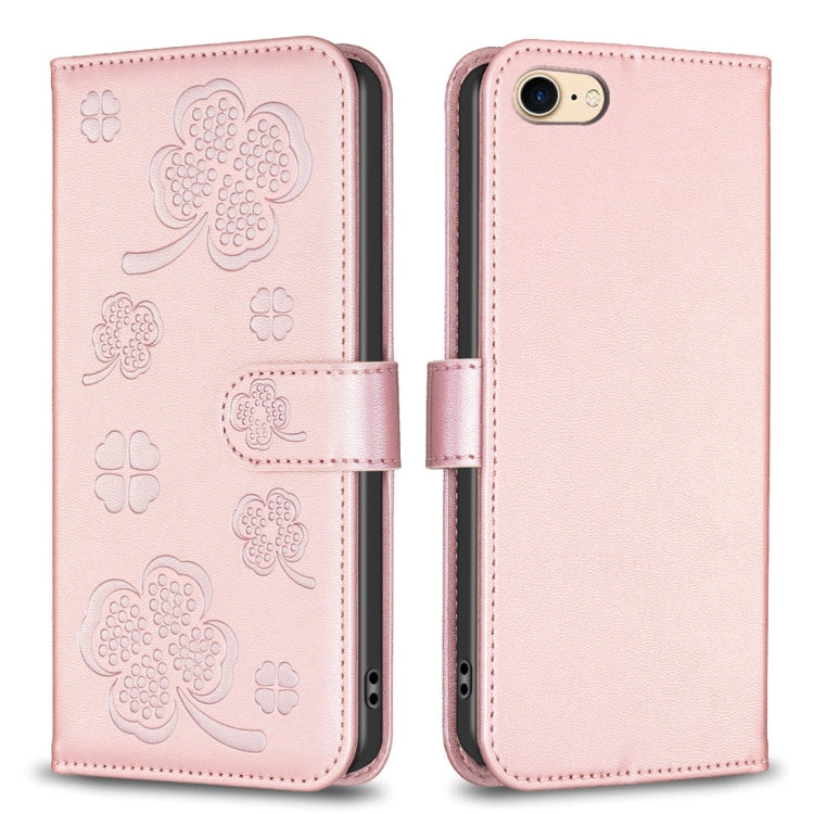 Four-leaf Embossed Leather Phone Case, For iPhone 7 / 8 / SE 2022, For iPhone 13 Pro Max, For iPhone 13 Pro, For iPhone 13, For iPhone 12 / 12 Pro, For iPhone 12 Pro Max, For iPhone 11 Pro Max, For iPhone 11