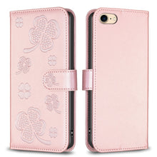 Load image into Gallery viewer, Four-leaf Embossed Leather Phone Case, For iPhone 7 / 8 / SE 2022, For iPhone 13 Pro Max, For iPhone 13 Pro, For iPhone 13, For iPhone 12 / 12 Pro, For iPhone 12 Pro Max, For iPhone 11 Pro Max, For iPhone 11
