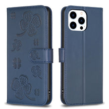 Load image into Gallery viewer, Four-leaf Embossed Leather Phone Case, For iPhone 7 / 8 / SE 2022, For iPhone 13 Pro Max, For iPhone 13 Pro, For iPhone 13, For iPhone 12 / 12 Pro, For iPhone 12 Pro Max, For iPhone 11 Pro Max, For iPhone 11