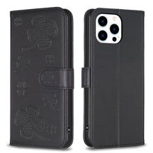 Load image into Gallery viewer, Four-leaf Embossed Leather Phone Case, For iPhone 7 / 8 / SE 2022, For iPhone 13 Pro Max, For iPhone 13 Pro, For iPhone 13, For iPhone 12 / 12 Pro, For iPhone 12 Pro Max, For iPhone 11 Pro Max, For iPhone 11