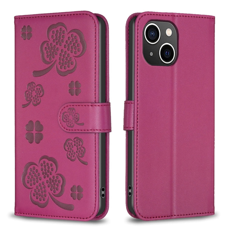 Four-leaf Embossed Leather Phone Case, For iPhone 7 / 8 / SE 2022, For iPhone 13 Pro Max, For iPhone 13 Pro, For iPhone 13, For iPhone 12 / 12 Pro, For iPhone 12 Pro Max, For iPhone 11 Pro Max, For iPhone 11