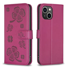 Load image into Gallery viewer, Four-leaf Embossed Leather Phone Case, For iPhone 7 / 8 / SE 2022, For iPhone 13 Pro Max, For iPhone 13 Pro, For iPhone 13, For iPhone 12 / 12 Pro, For iPhone 12 Pro Max, For iPhone 11 Pro Max, For iPhone 11