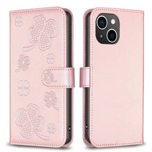 Load image into Gallery viewer, Four-leaf Embossed Leather Phone Case, For iPhone 7 / 8 / SE 2022, For iPhone 13 Pro Max, For iPhone 13 Pro, For iPhone 13, For iPhone 12 / 12 Pro, For iPhone 12 Pro Max, For iPhone 11 Pro Max, For iPhone 11