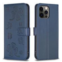 Load image into Gallery viewer, Four-leaf Embossed Leather Phone Case, For iPhone 7 / 8 / SE 2022, For iPhone 13 Pro Max, For iPhone 13 Pro, For iPhone 13, For iPhone 12 / 12 Pro, For iPhone 12 Pro Max, For iPhone 11 Pro Max, For iPhone 11