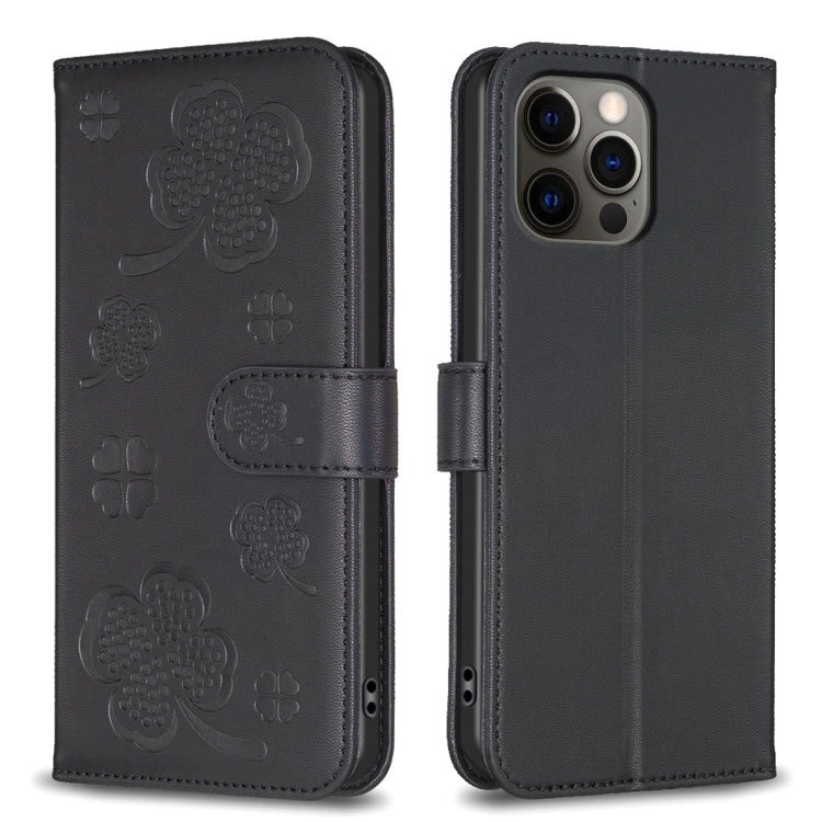 Four-leaf Embossed Leather Phone Case, For iPhone 7 / 8 / SE 2022, For iPhone 13 Pro Max, For iPhone 13 Pro, For iPhone 13, For iPhone 12 / 12 Pro, For iPhone 12 Pro Max, For iPhone 11 Pro Max, For iPhone 11