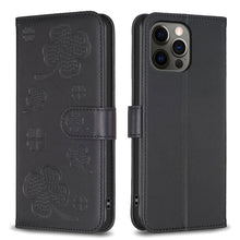 Load image into Gallery viewer, Four-leaf Embossed Leather Phone Case, For iPhone 7 / 8 / SE 2022, For iPhone 13 Pro Max, For iPhone 13 Pro, For iPhone 13, For iPhone 12 / 12 Pro, For iPhone 12 Pro Max, For iPhone 11 Pro Max, For iPhone 11