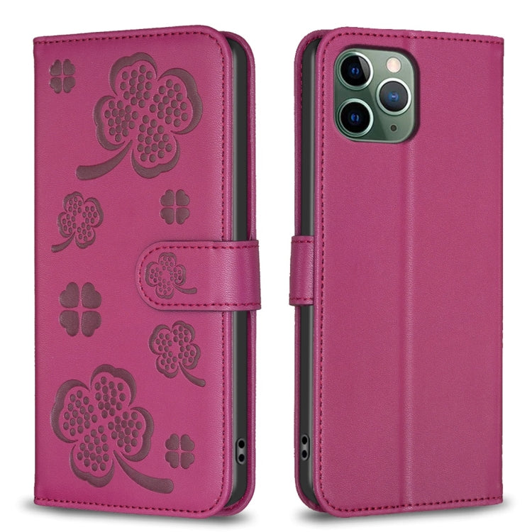 Four-leaf Embossed Leather Phone Case, For iPhone 7 / 8 / SE 2022, For iPhone 13 Pro Max, For iPhone 13 Pro, For iPhone 13, For iPhone 12 / 12 Pro, For iPhone 12 Pro Max, For iPhone 11 Pro Max, For iPhone 11
