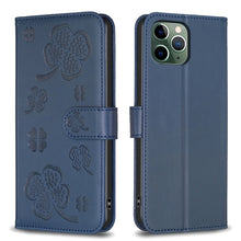 Load image into Gallery viewer, Four-leaf Embossed Leather Phone Case, For iPhone 7 / 8 / SE 2022, For iPhone 13 Pro Max, For iPhone 13 Pro, For iPhone 13, For iPhone 12 / 12 Pro, For iPhone 12 Pro Max, For iPhone 11 Pro Max, For iPhone 11